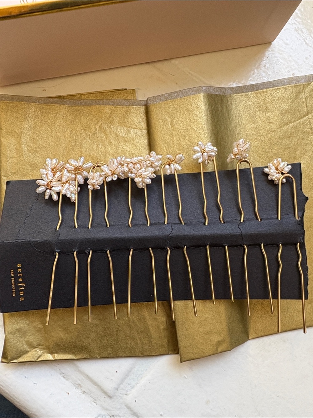 Pearl Floral Hair Pins - Gold and Ivory NWT. From Anthropologie